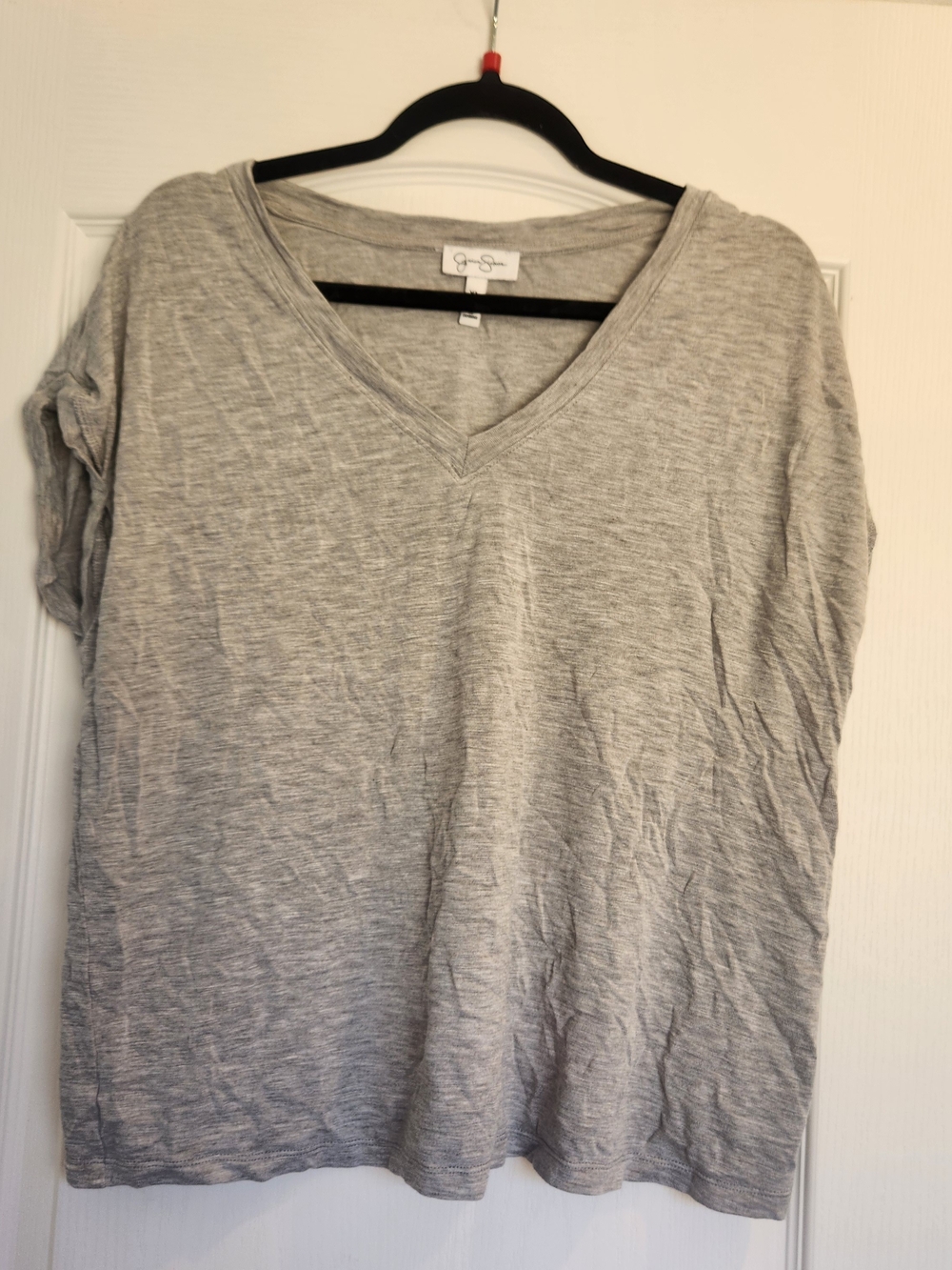 Jessica Simpson Heather Gray V-Neck Tee XL Euc